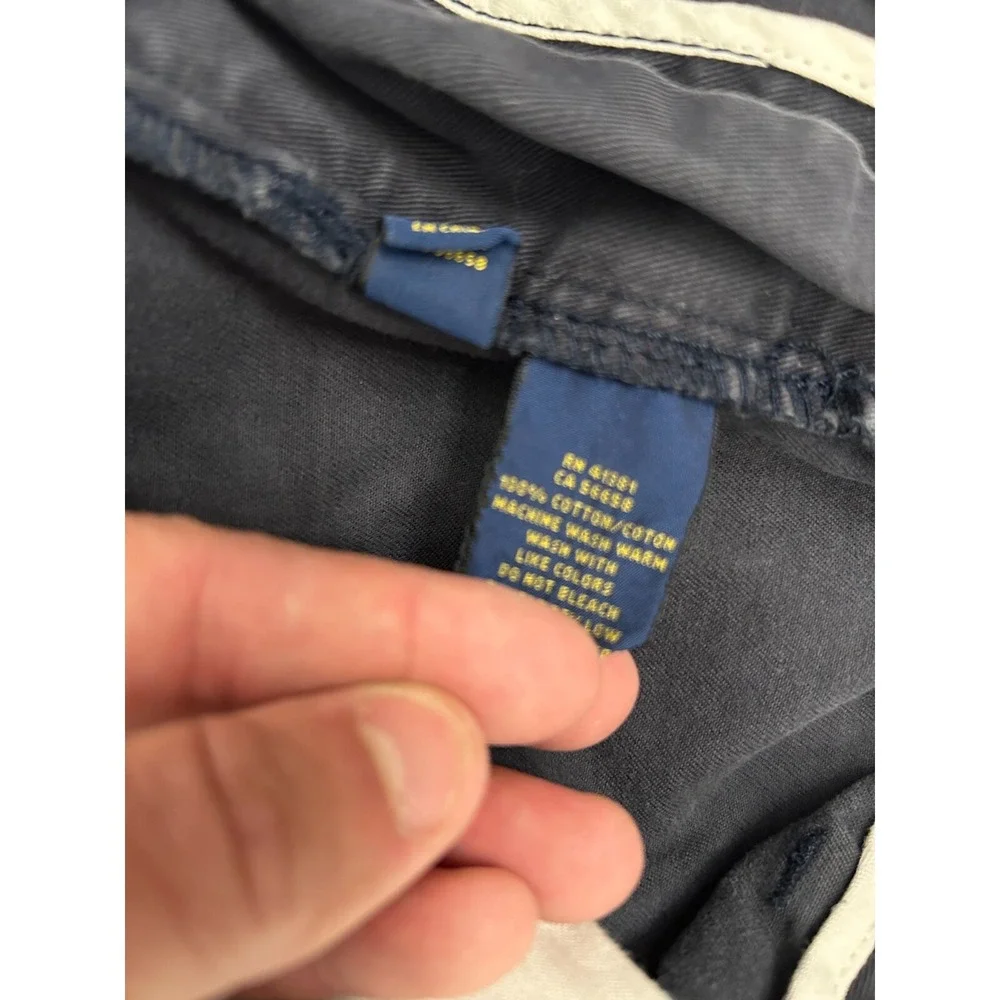 Polo Ralph Lauren Shorts Mens 42 Navy‎ 100% Cotton Denim Chino Casual Flat Front